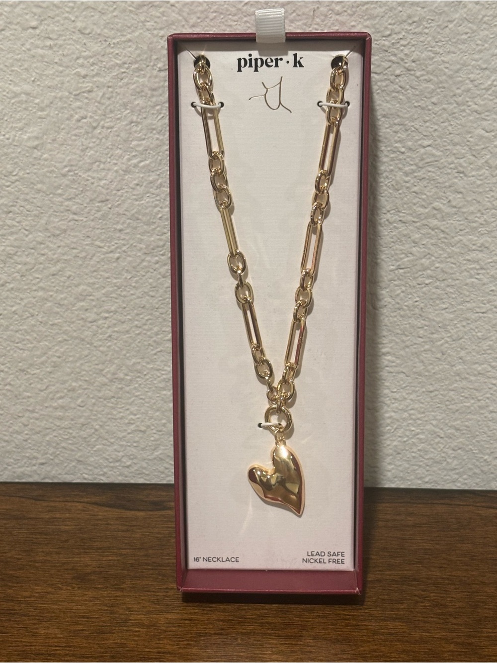 Piper·k Gold Heart Charm Link Necklace